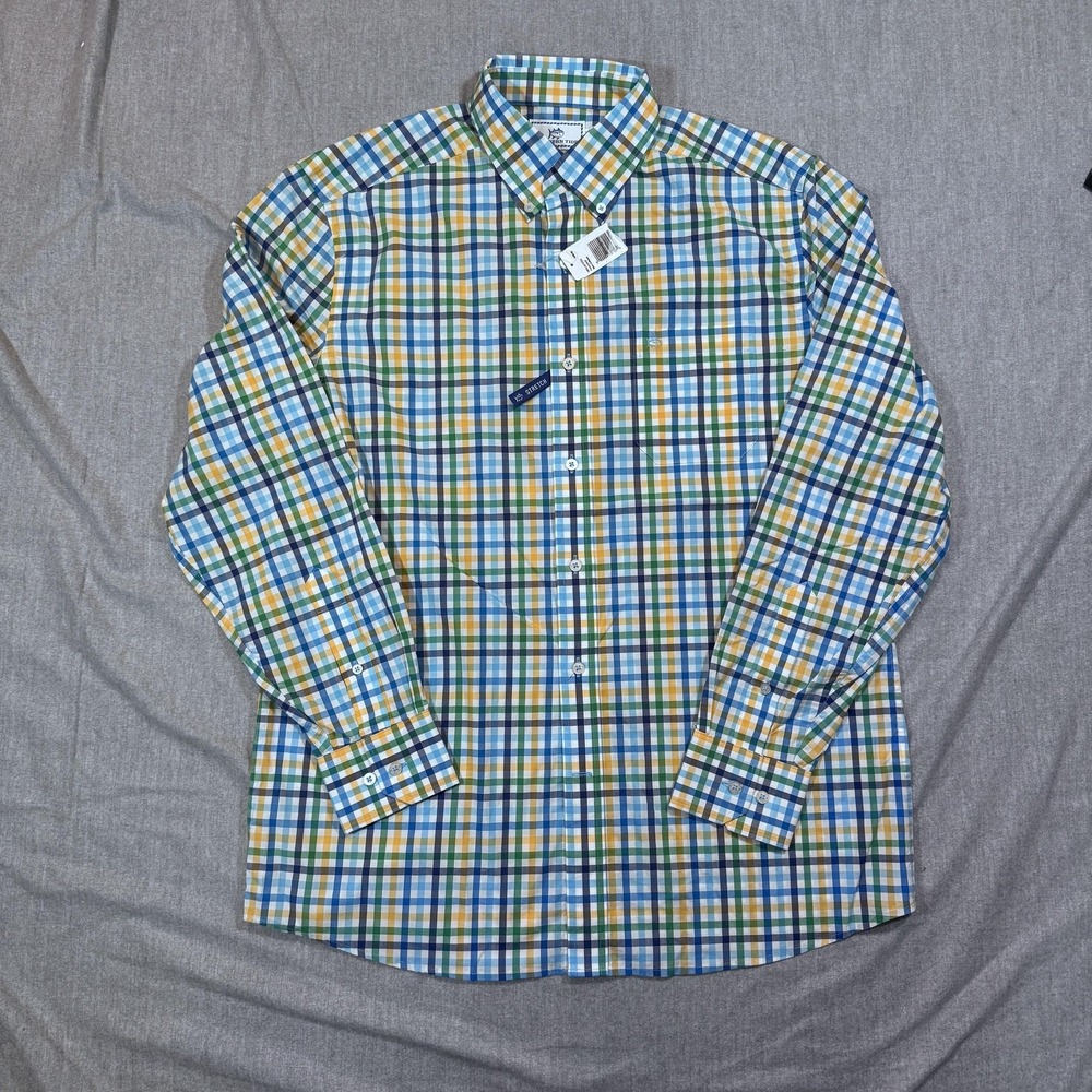 Southern‎ Tide Shirt Mens Medium Plaid Button Down Classic Fit Stretch Casual